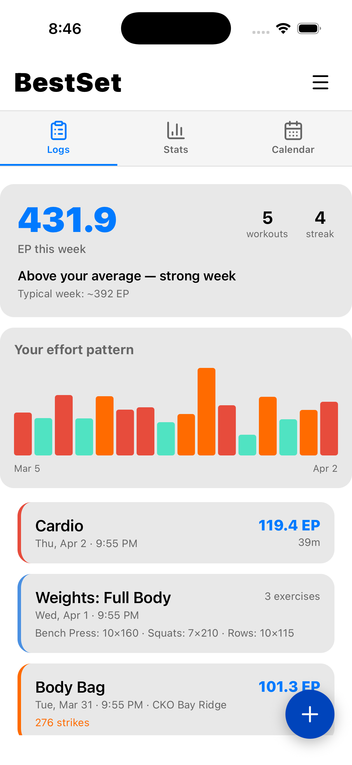 Workout logs