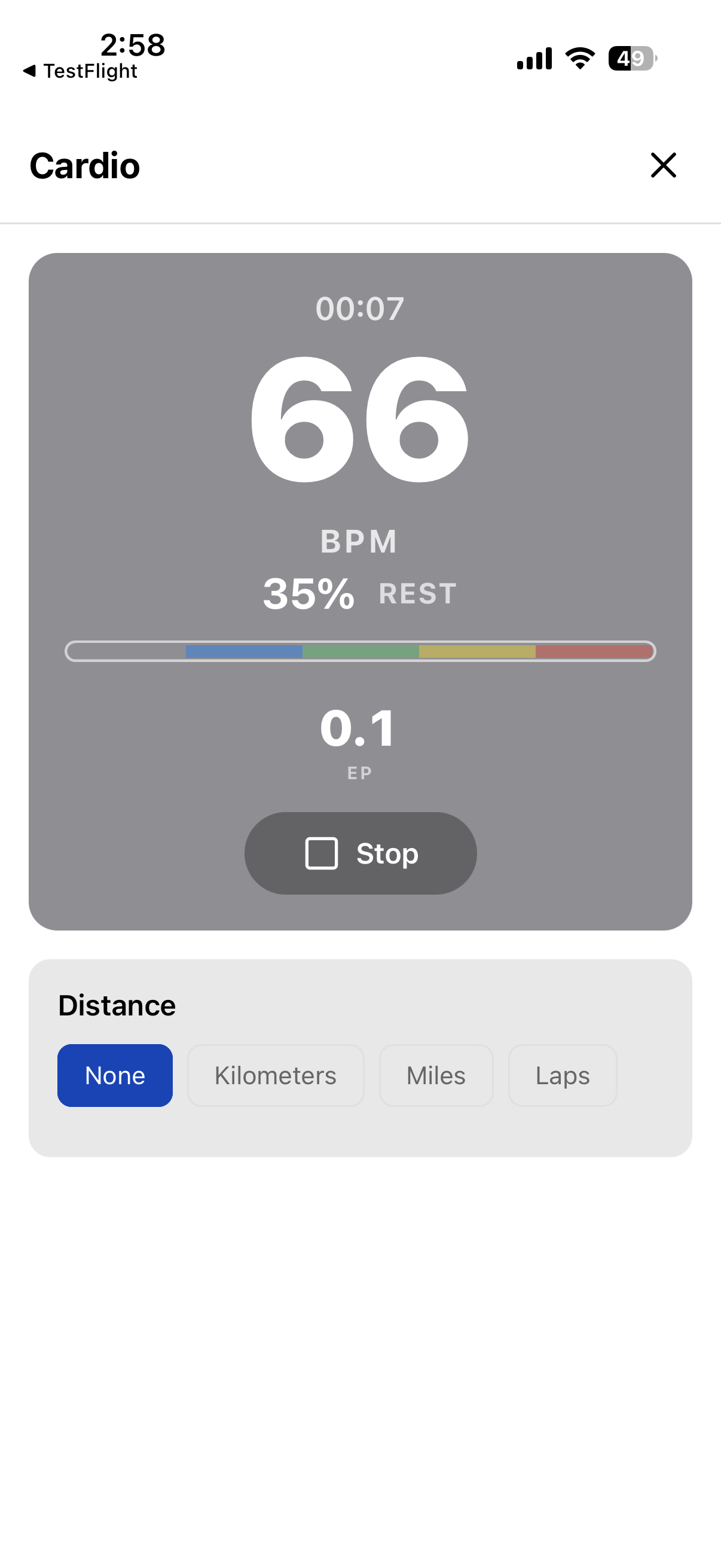 Live heart rate zones
