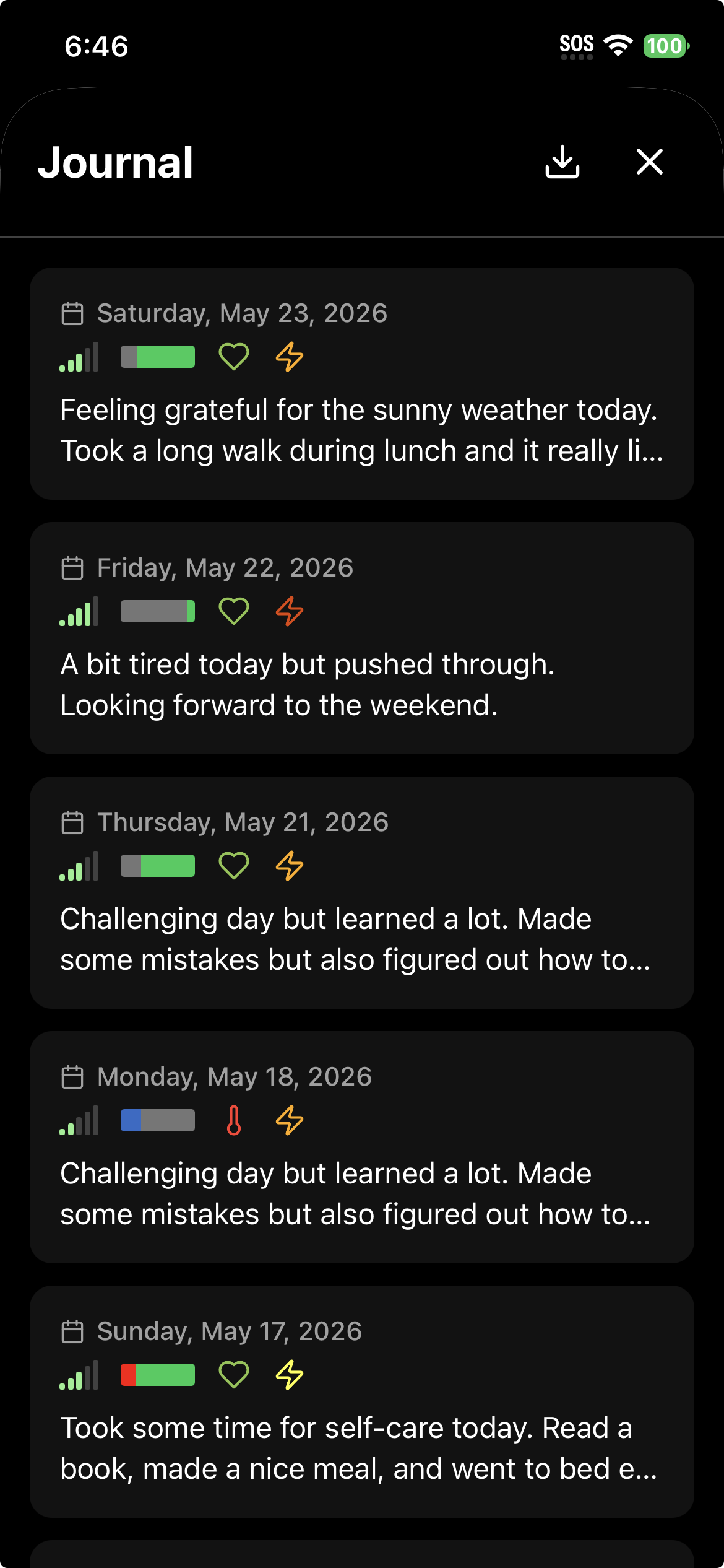 Journal view