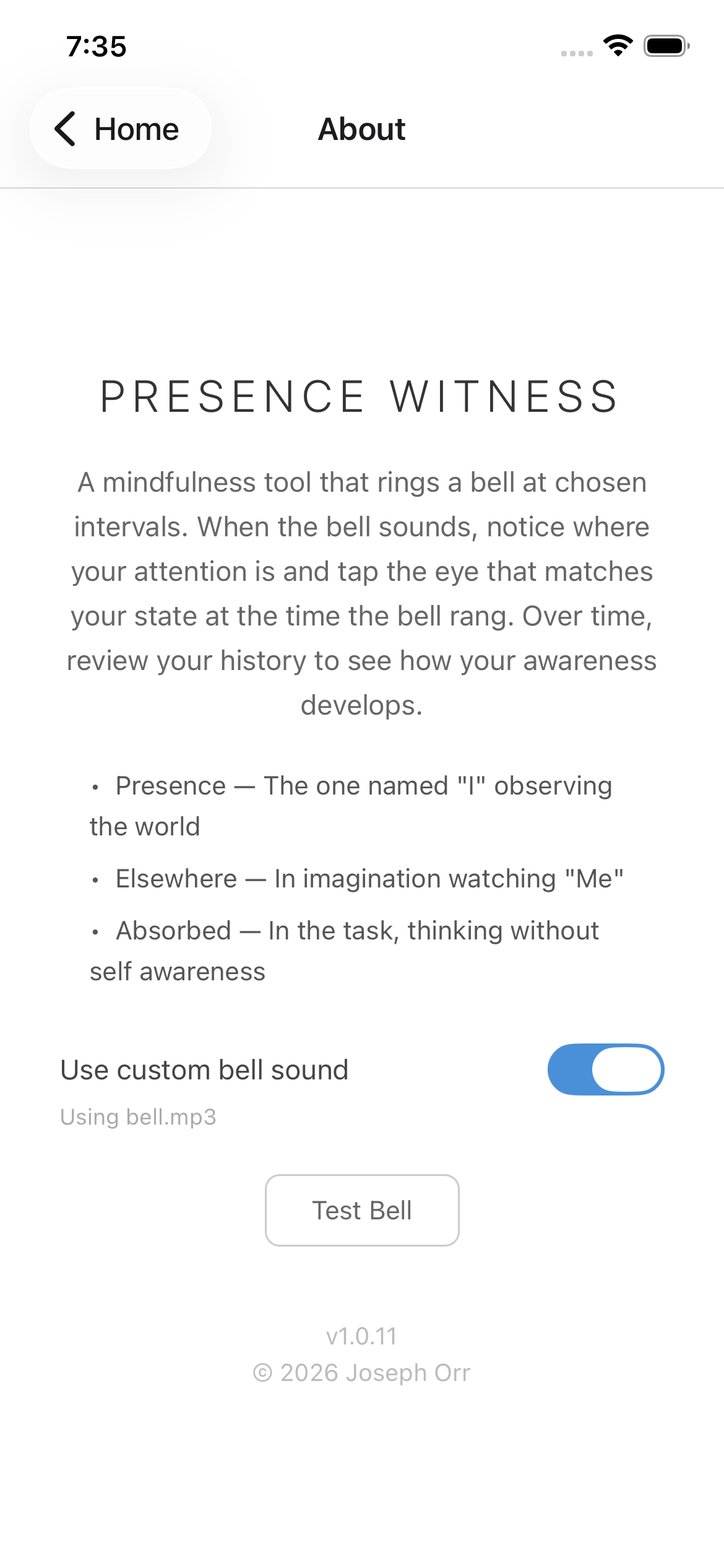 Presence about screen