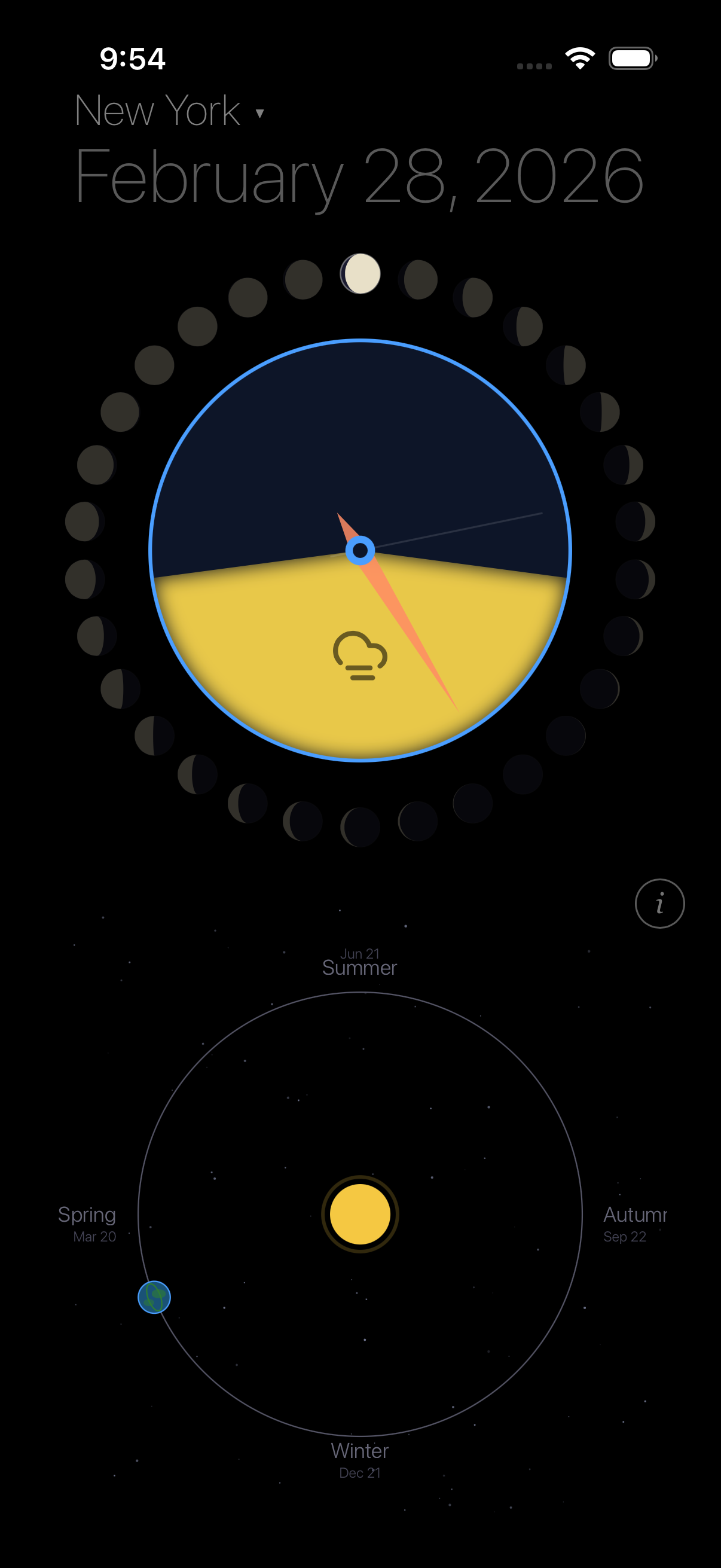 Sun Clock app interface