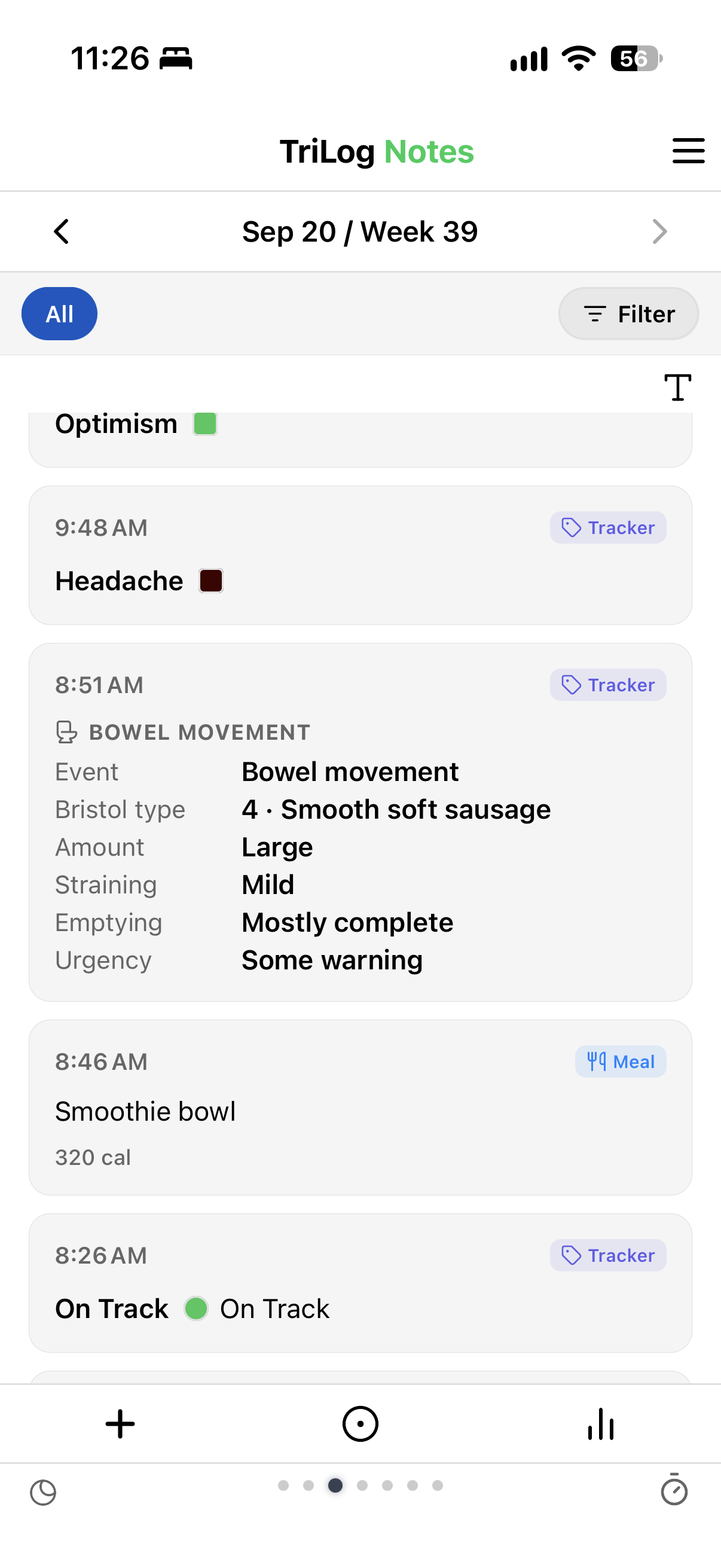 A form entry — several fields saved as one entry