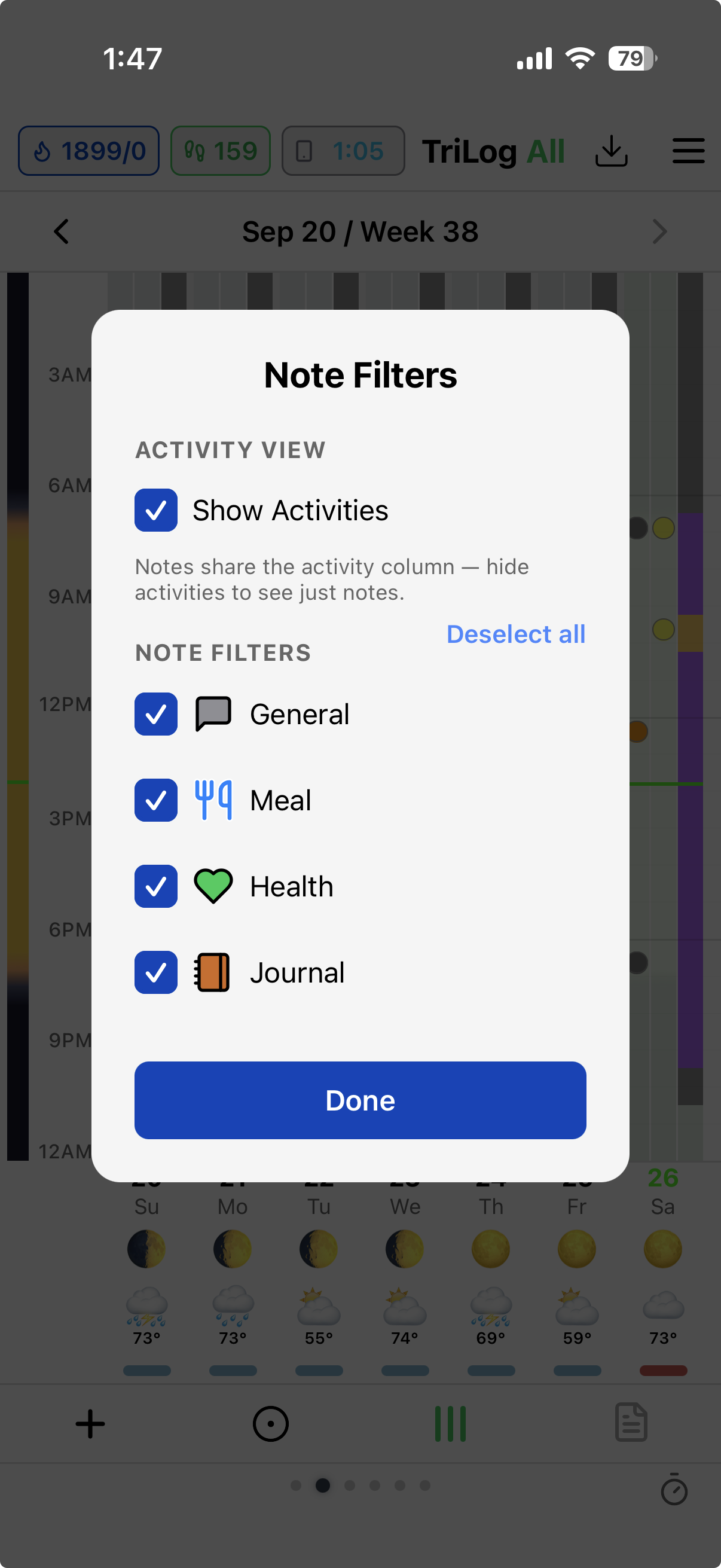 TriLog notes filter